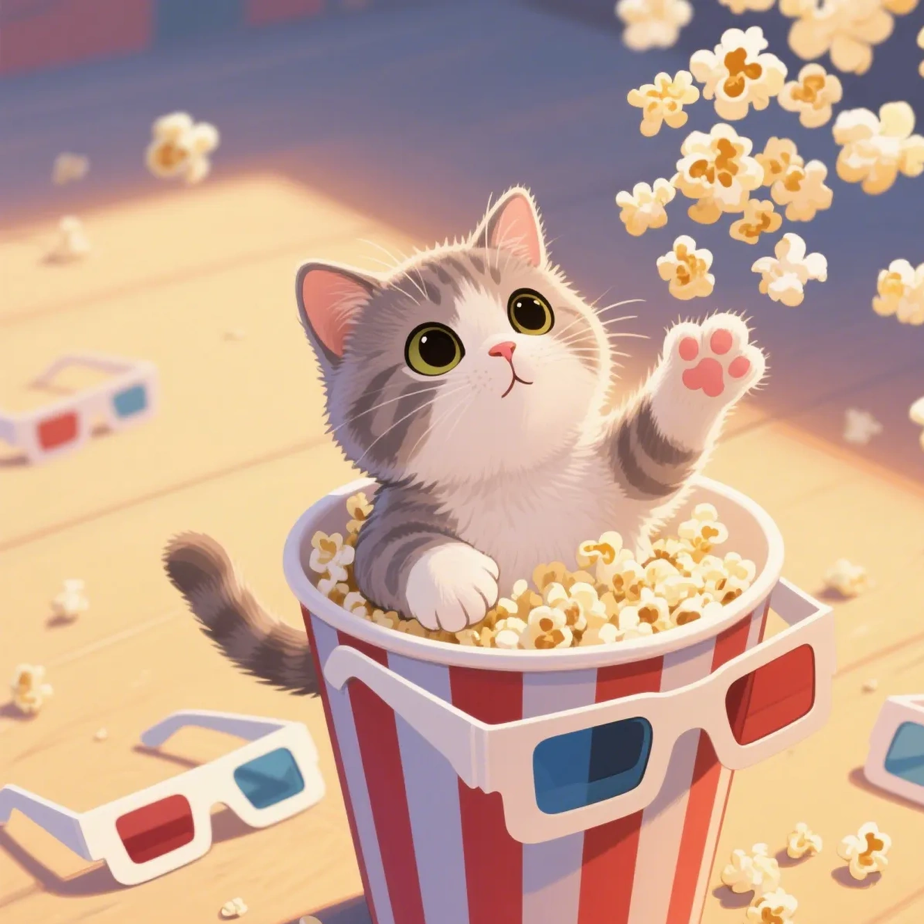 Adorable kitten movie popcorn