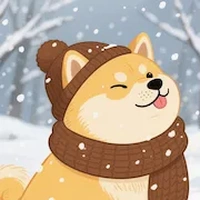 Dog in winter hat scarf